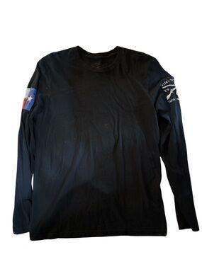 Grunt Style Black Long Sleeve Tee with Sleeve Flag Accent